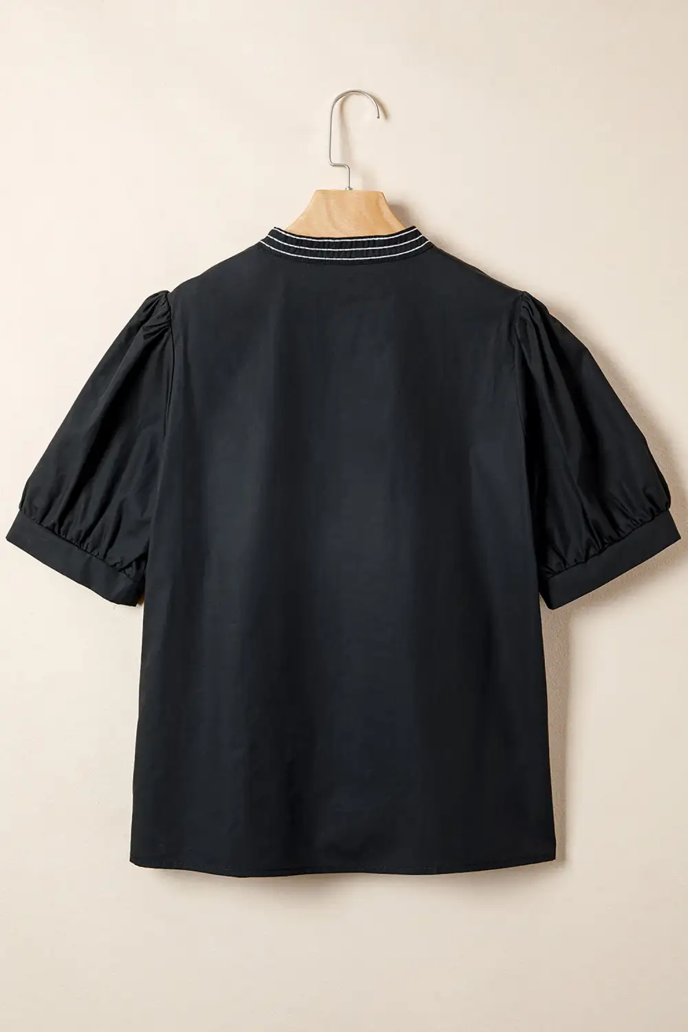 Embroidered V-Neck Puff Sleeve Blouse