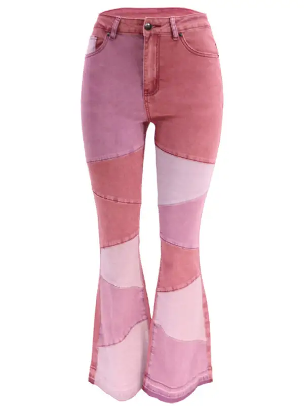 Flare Leg Washed Denim Jeans