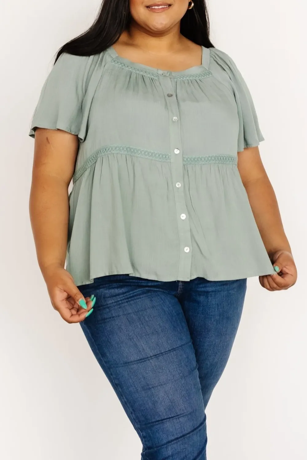 Classic Daily Outing V-Neck Lace Shirt