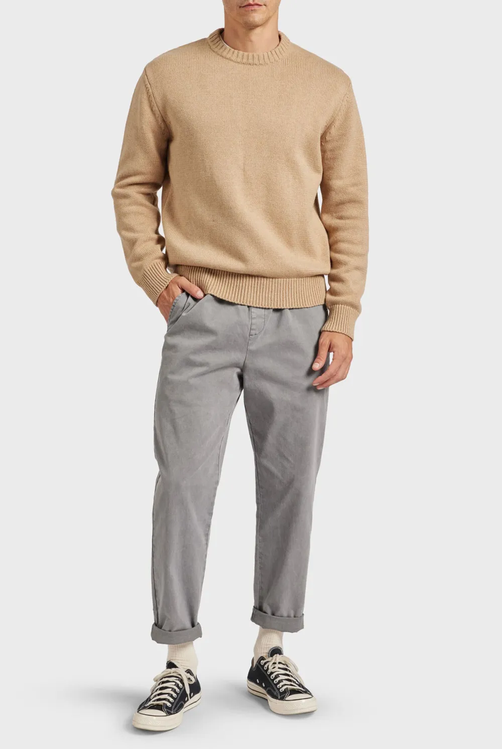 Grey Slim Fit Cotton Chino Trousers