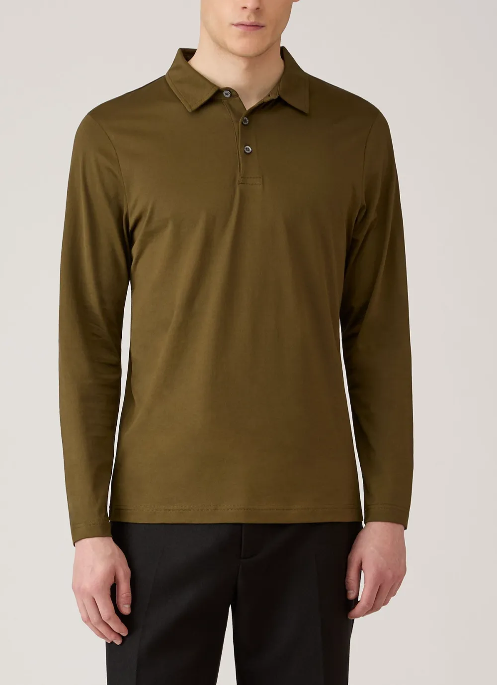 Refined Everyday Regular Fit Cotton Jersey Long Sleeve Polo Shirt