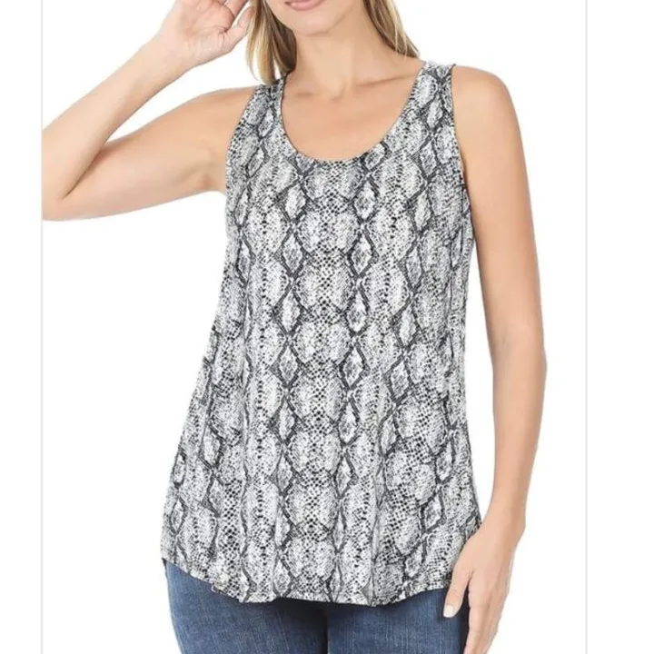 Printed Snake-Print Tank Top
