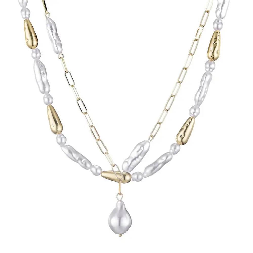 Pearl Pendant Layered Lariat Necklace