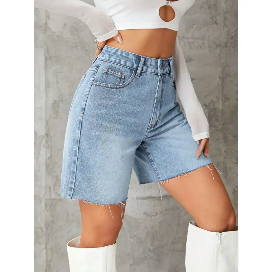 Frayed Hem Denim Shorts