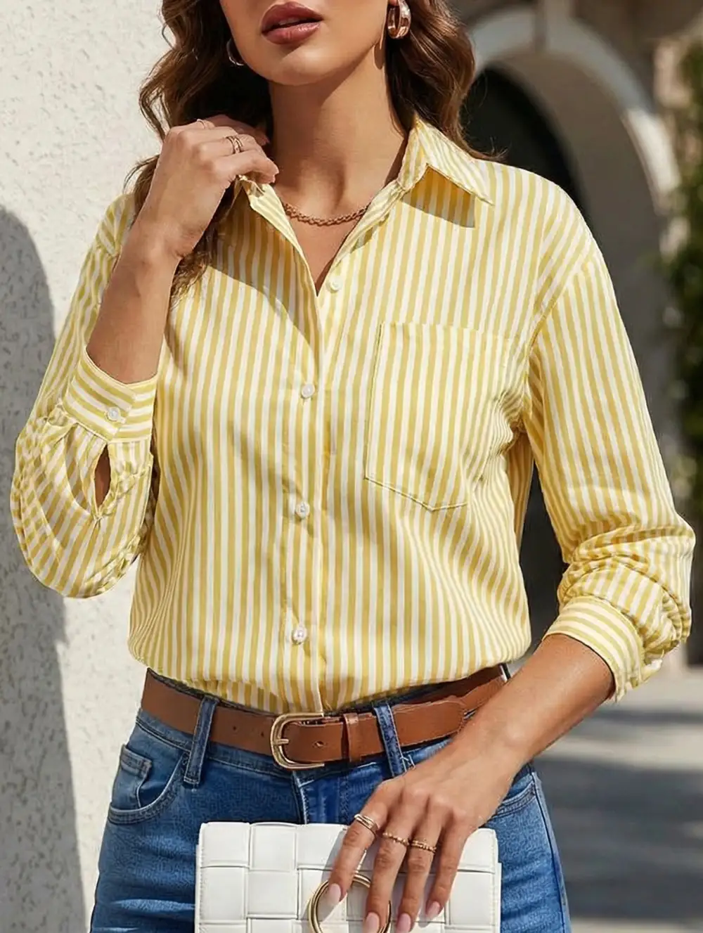 Striped Shirt with Pockets Blouse