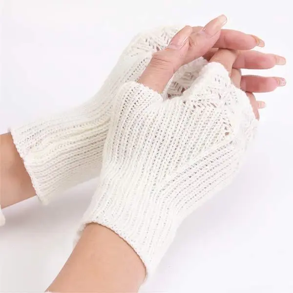 Knitted Warm Half Finger Mitts 11295498C