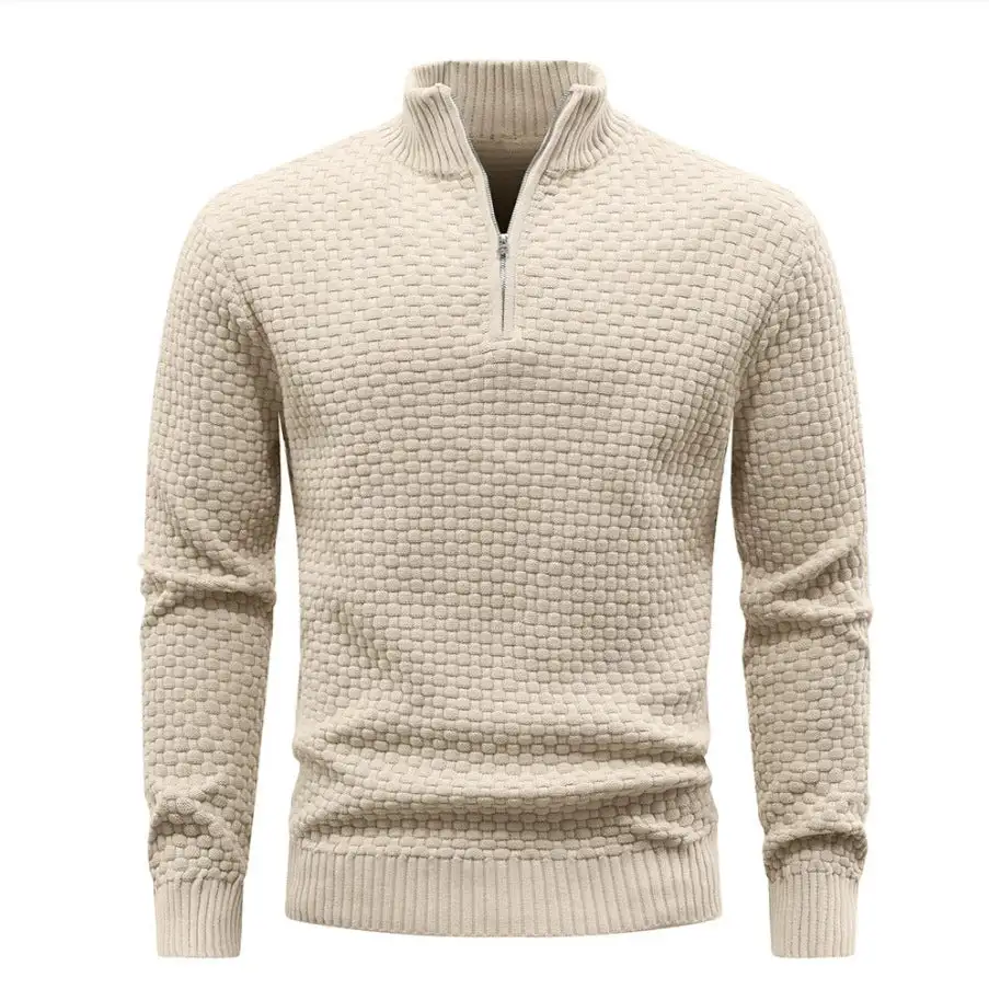Textured Half-Zip Knit Sweater