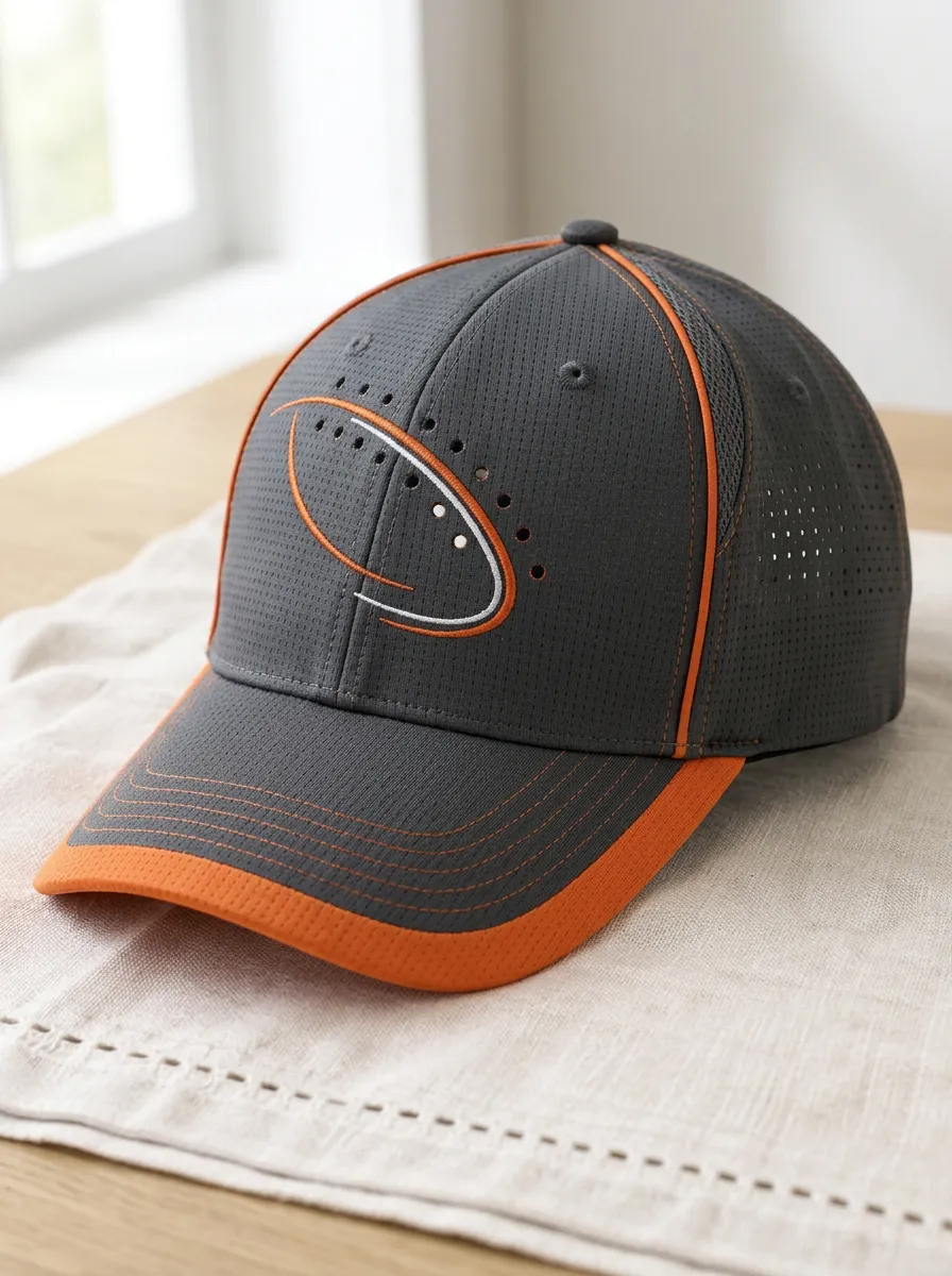 Men's Football Fan Grey Orange Embroidered Logo Baseball Cap