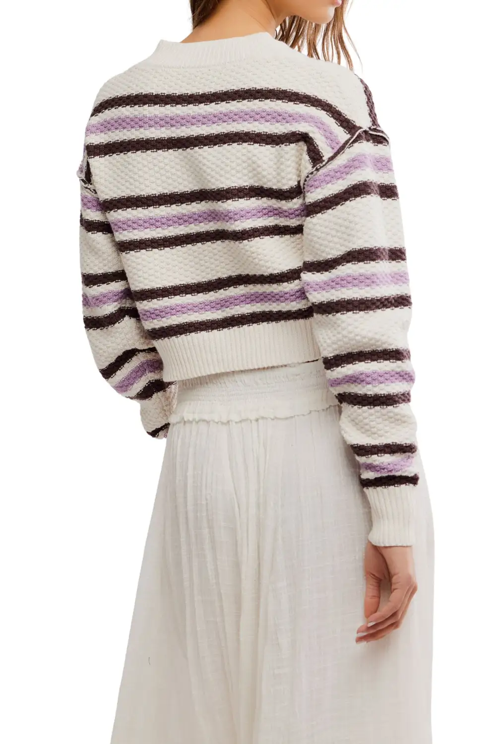Striped Textured Button Front Relaxed Cardigan