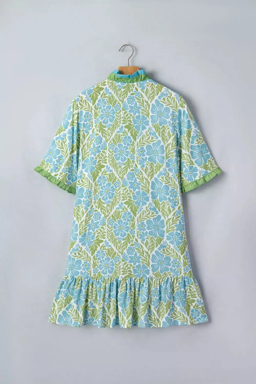 Print Ruffle Hem Button-up Mini Dress