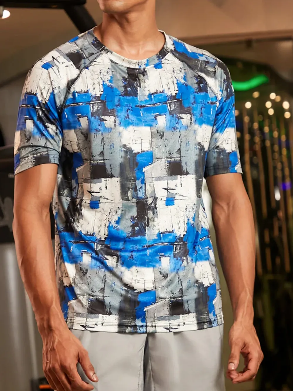 Crew Neck Abstract Activewear T-Shirt