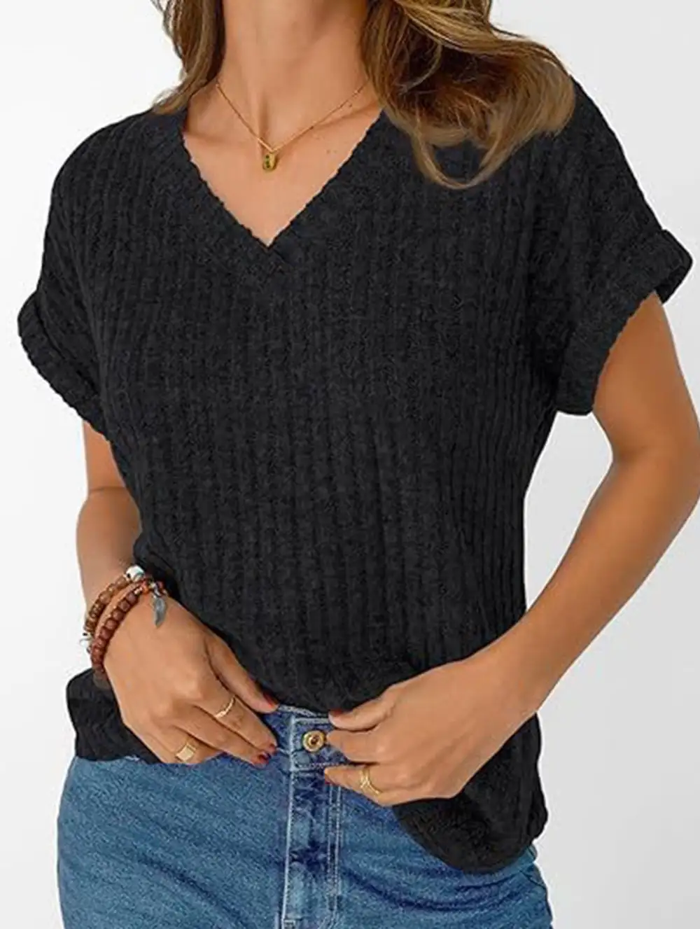 Draped V Neck Tee
