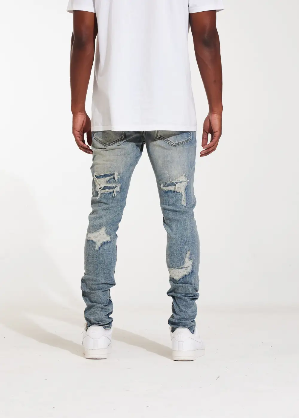 Patchwork Distressed Skinny Jeans