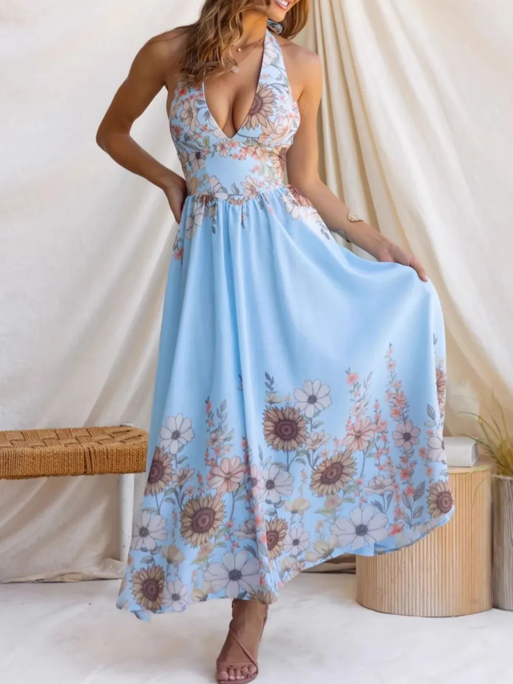 Finish Floral Printed Maxi Dress