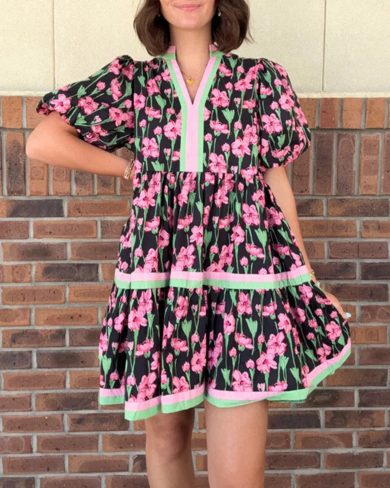 Tiered Floral Midi Dress