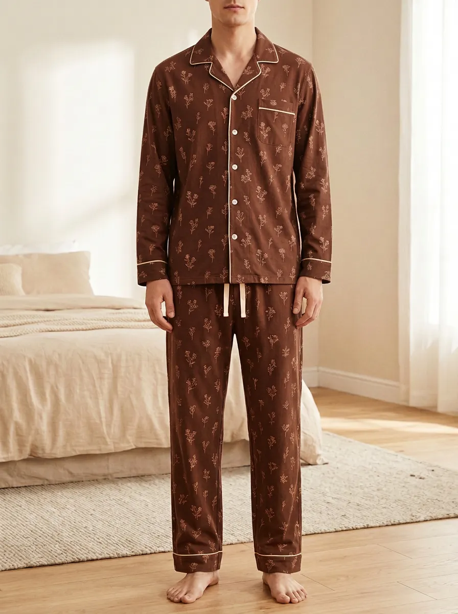 Modern Pattern Classic Men's Pajama Set