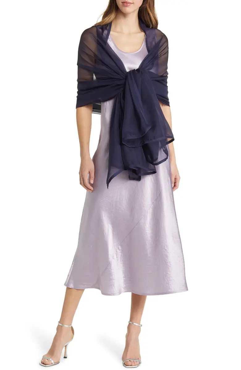 Satin Border Silk Chiffon Scarf