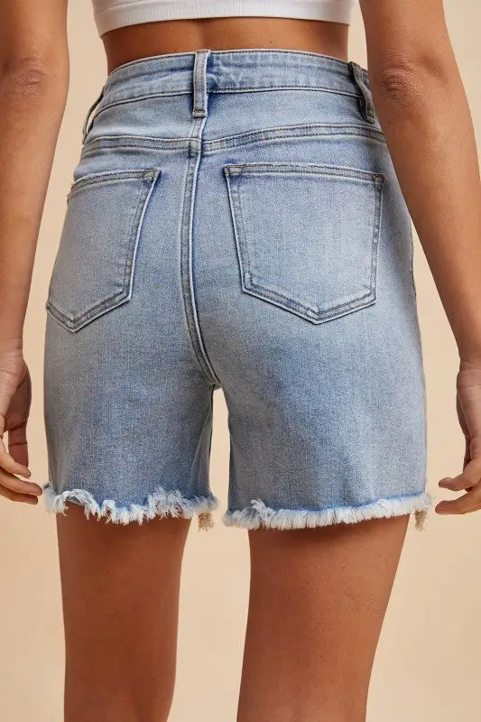 Stretch Hem Denim Shorts
