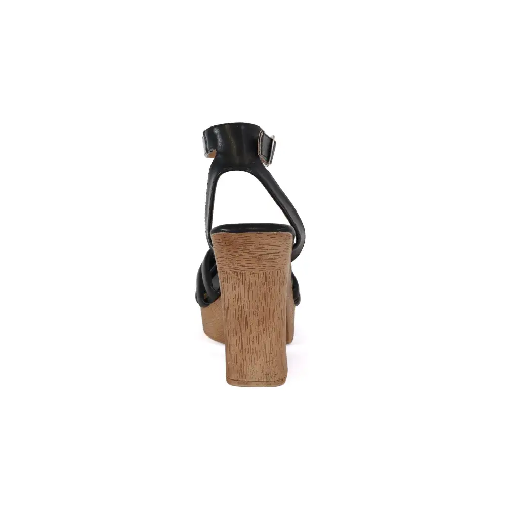 Padded Multi Strap in Wooden Heel