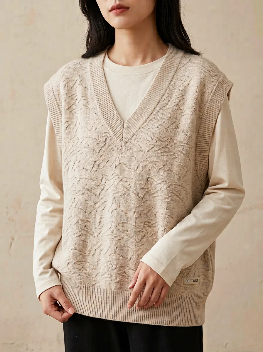 Textured Leaf Sweater Vest