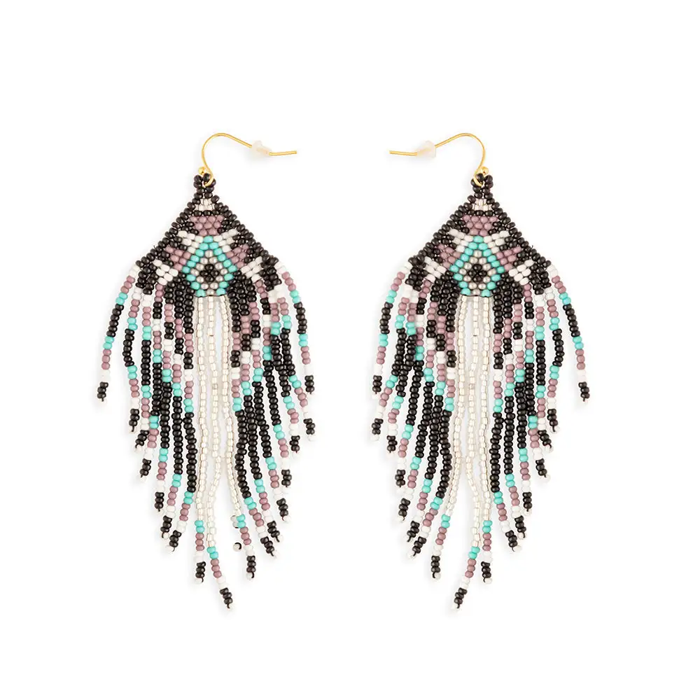 Classic Graphic Artful Beaded Earrings