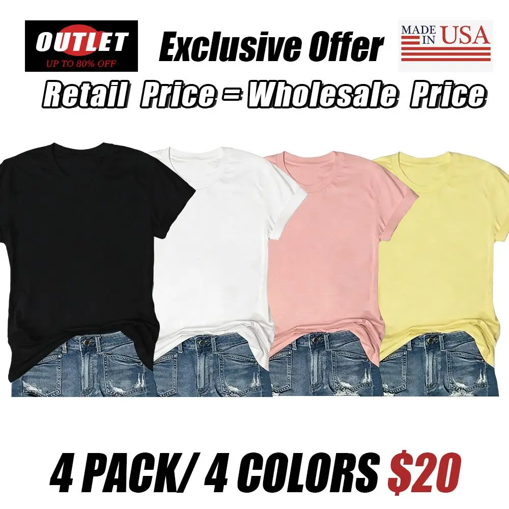 Women's Short Sleeve T-Shirts Multipack, Solid Color Round Neck Casual Tee Tops