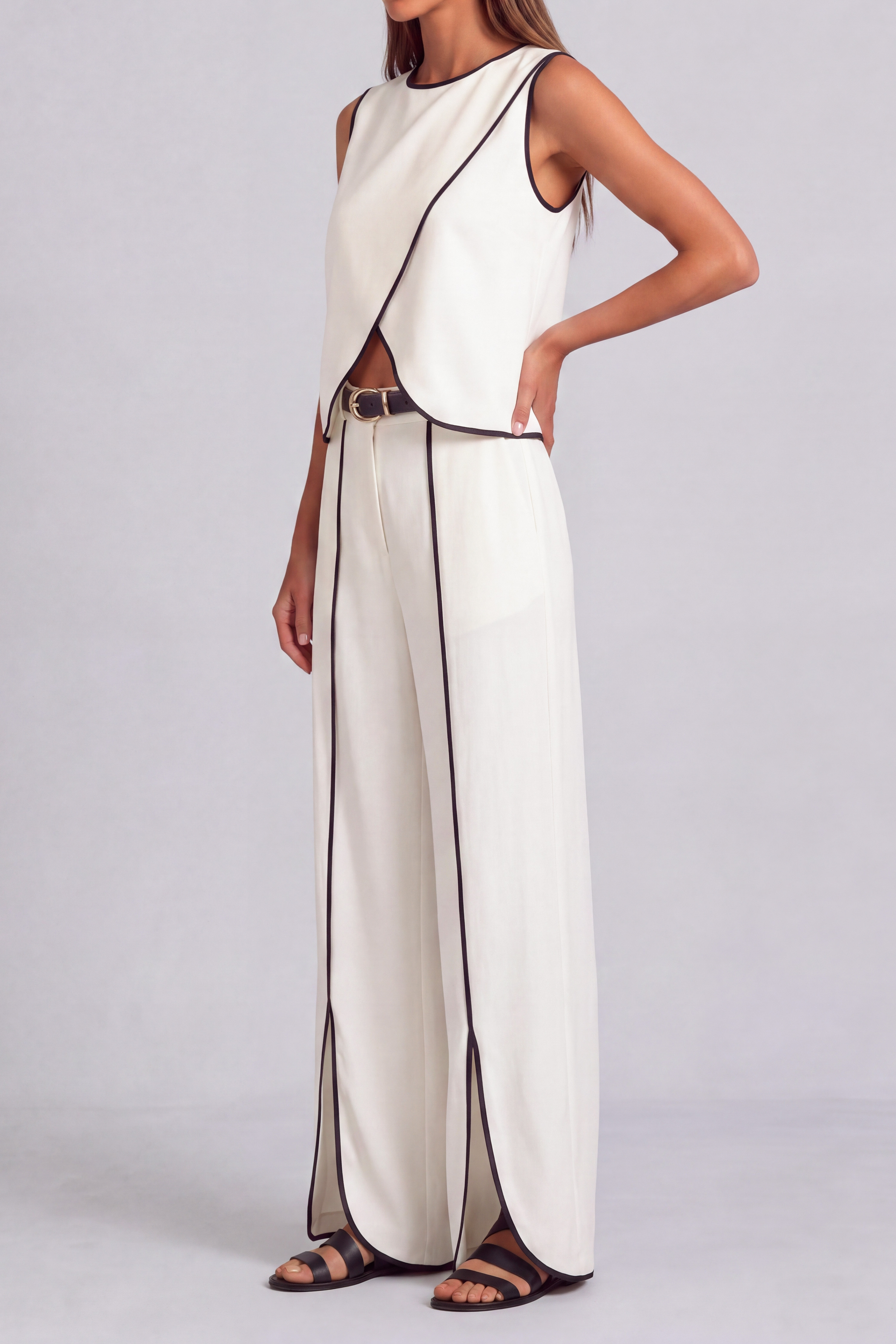 Wide Leg Sleeveless Matching Pants Set