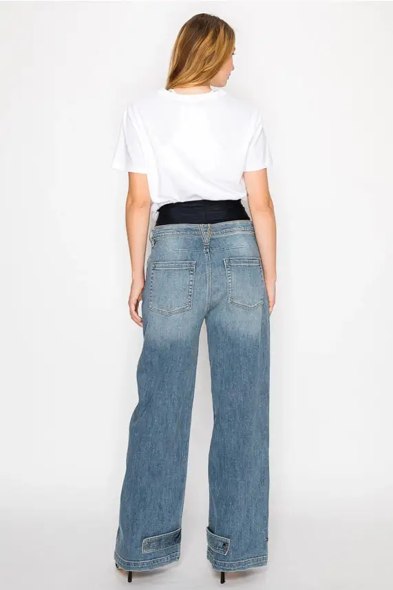 Wide Leg Stretch Denim Jeans