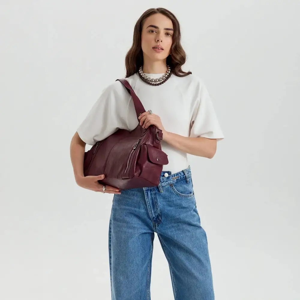 Pocket Front Leather Crossbody Bag