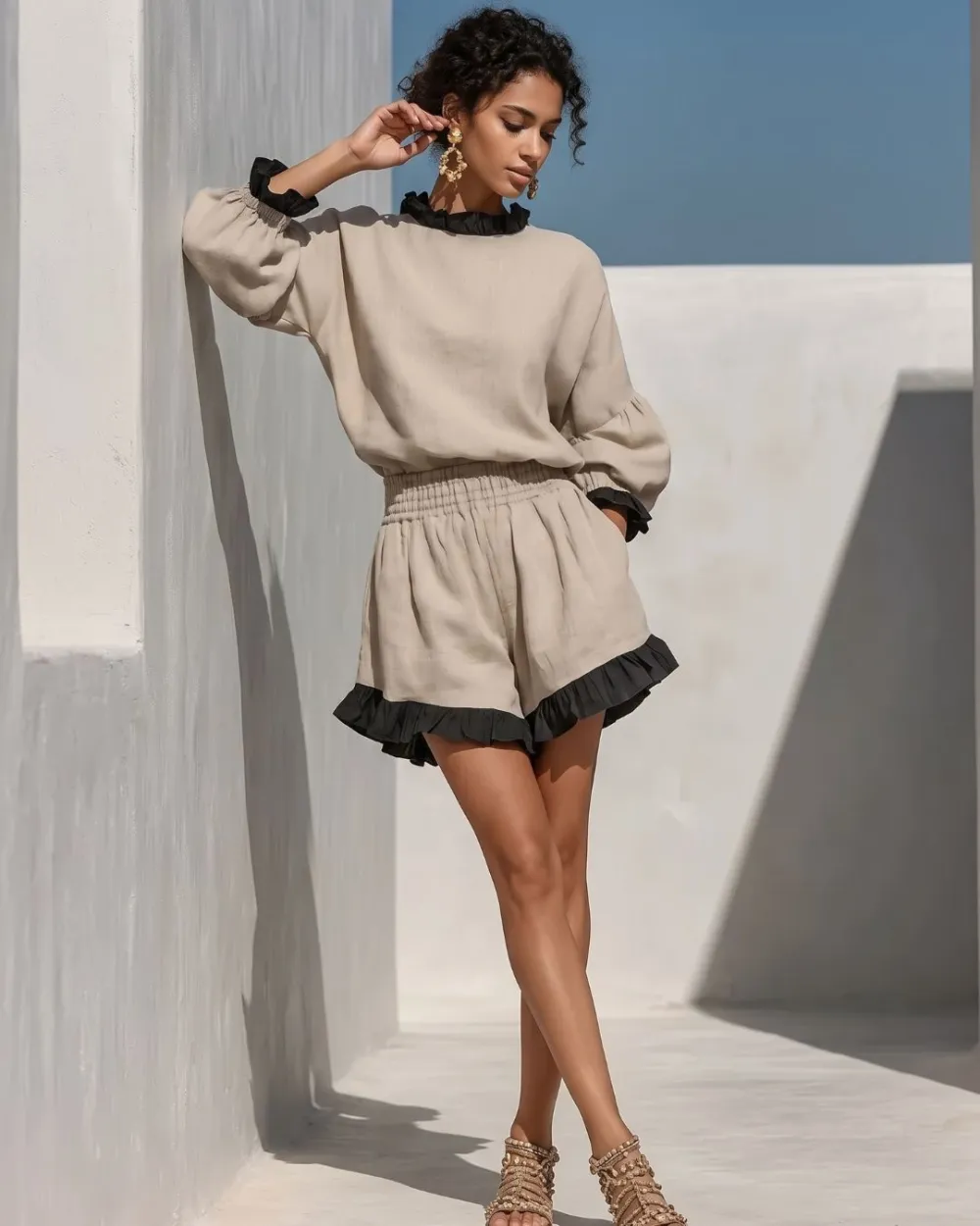 Ruffle Trim Hem Set