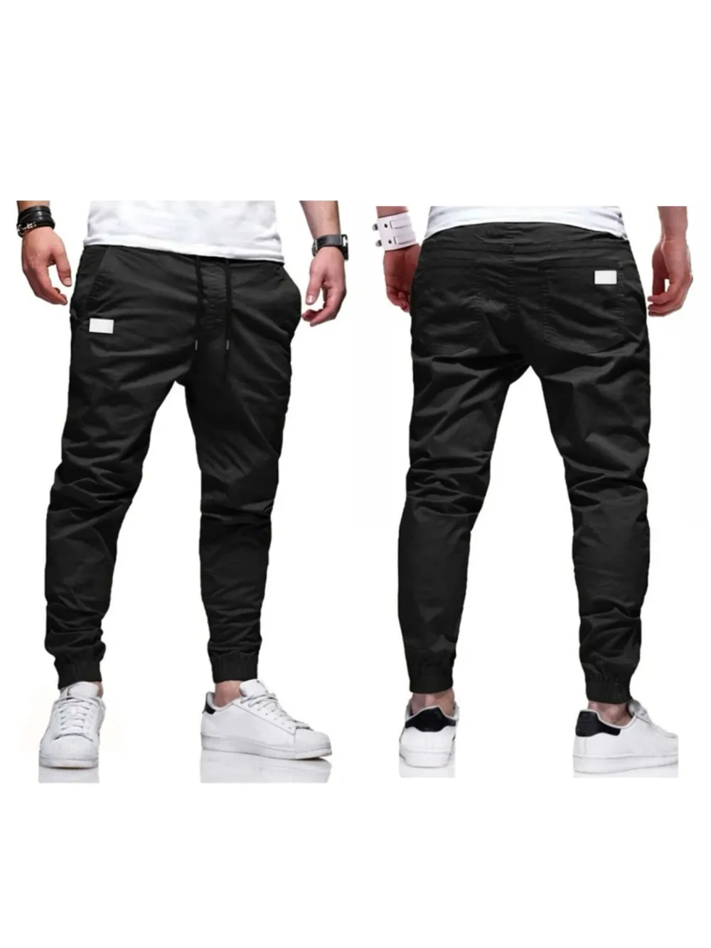 Men'S Solid Color Overalls Drawstring Sports Trendy Trousers Men'S Casual Drawstring Pants