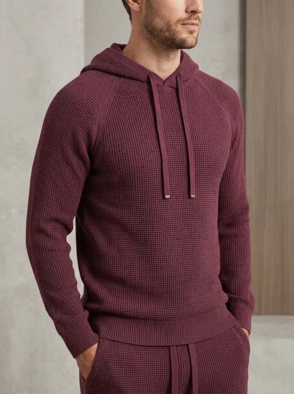 Refined Waffle-Knit Men's Knit Hoodie Jogger Set