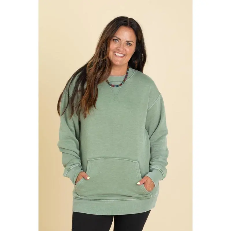 🔥Your Favorite Is Back! Pigment Dyed Cozy Campfire R-Neck Sweatshirt