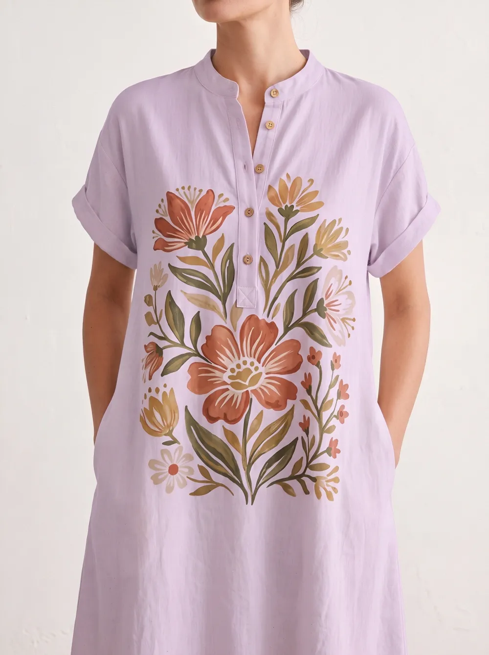 Boho Floral Botanical Button-up Casual Top
