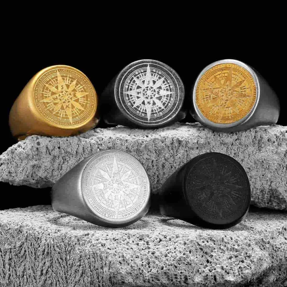 Men's Compass Signet Rings Ring