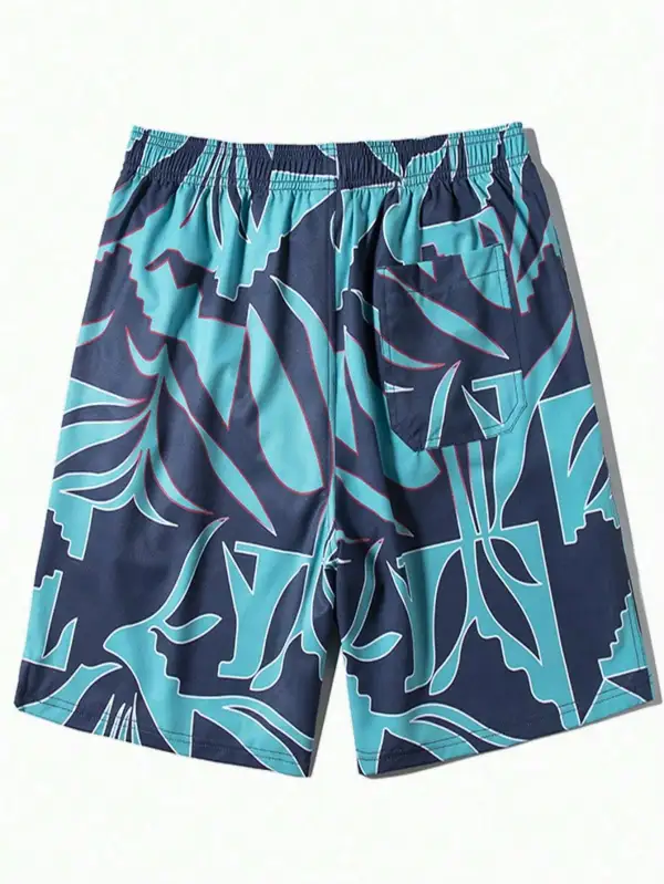 Men's Allover Print Tropical Beach Shorts