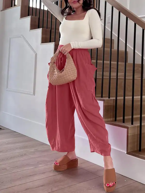 Wide Leg Pocket Plus Pants