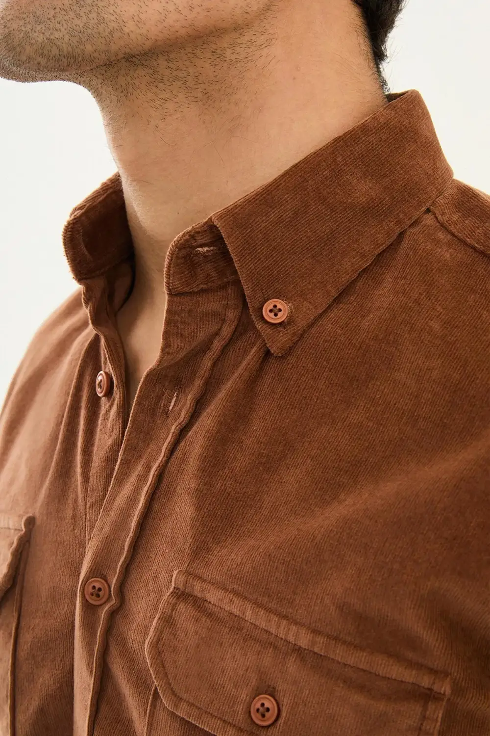 Hidden Button Velvet Cotton Shirt
