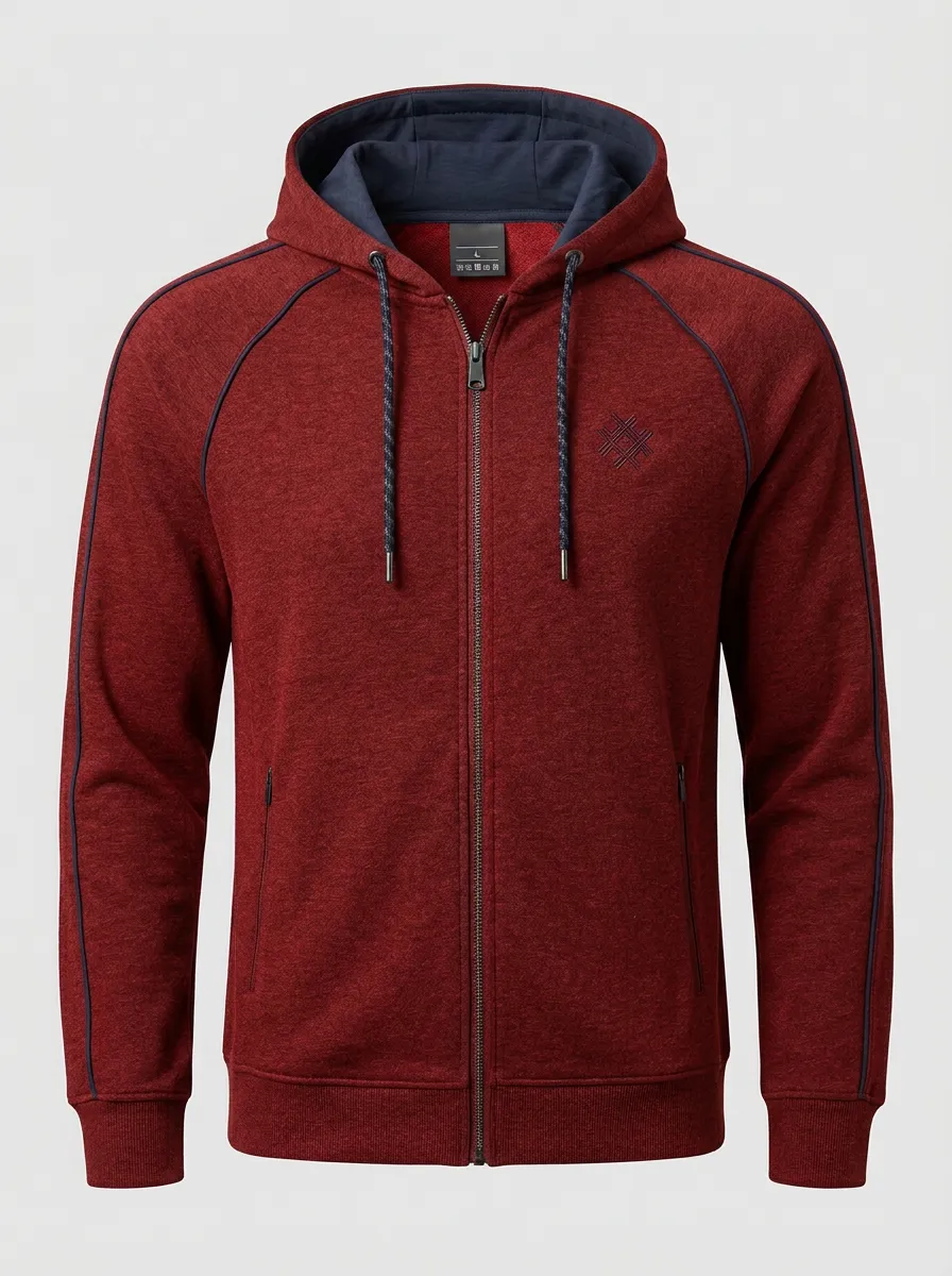 Men's Modern Geometric Hooded Zip-Up Sports Jacket