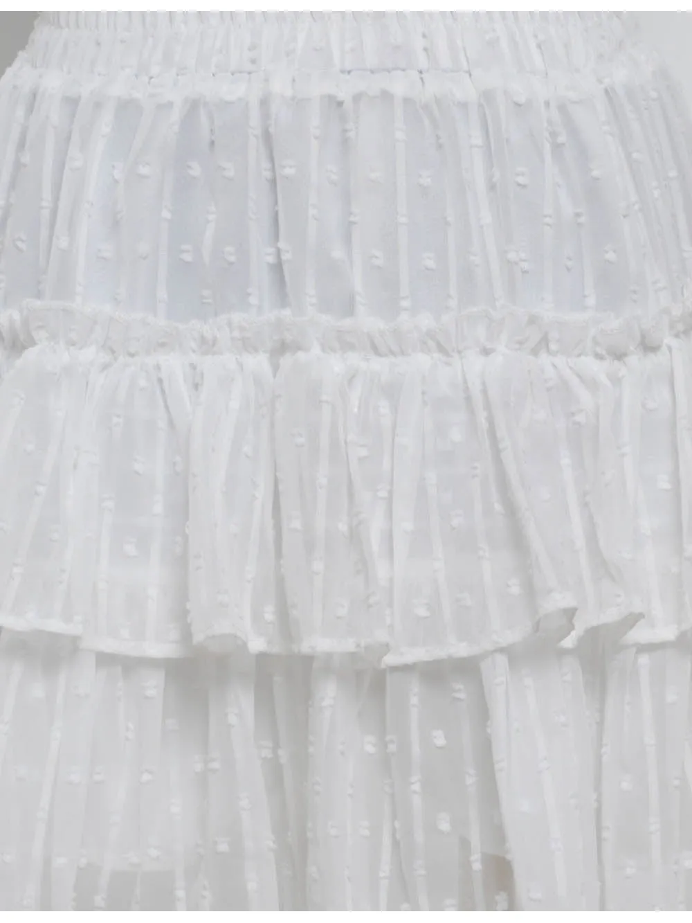 Swiss Dot Tiered Ruffle Elastic Waist Mini Skirt
