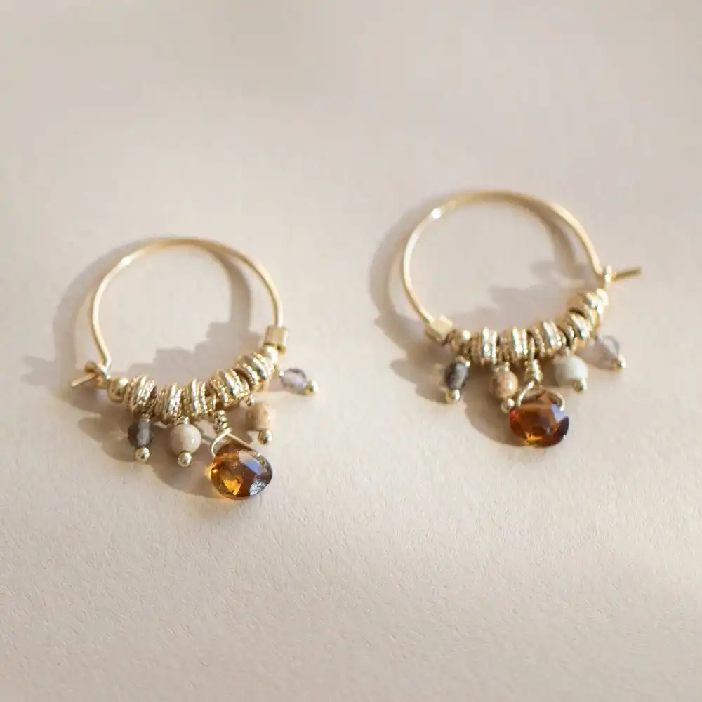Gemstone Sculptural Hoop Earrings