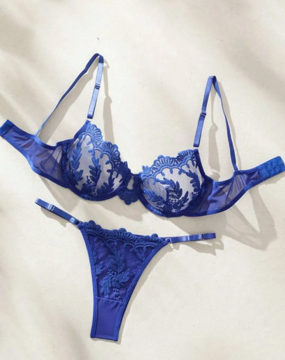 Delicate Floral Mesh Lingerie Set
