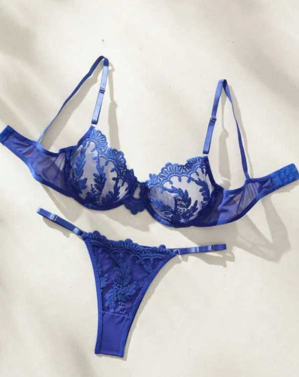 Delicate Floral Mesh Lingerie Set