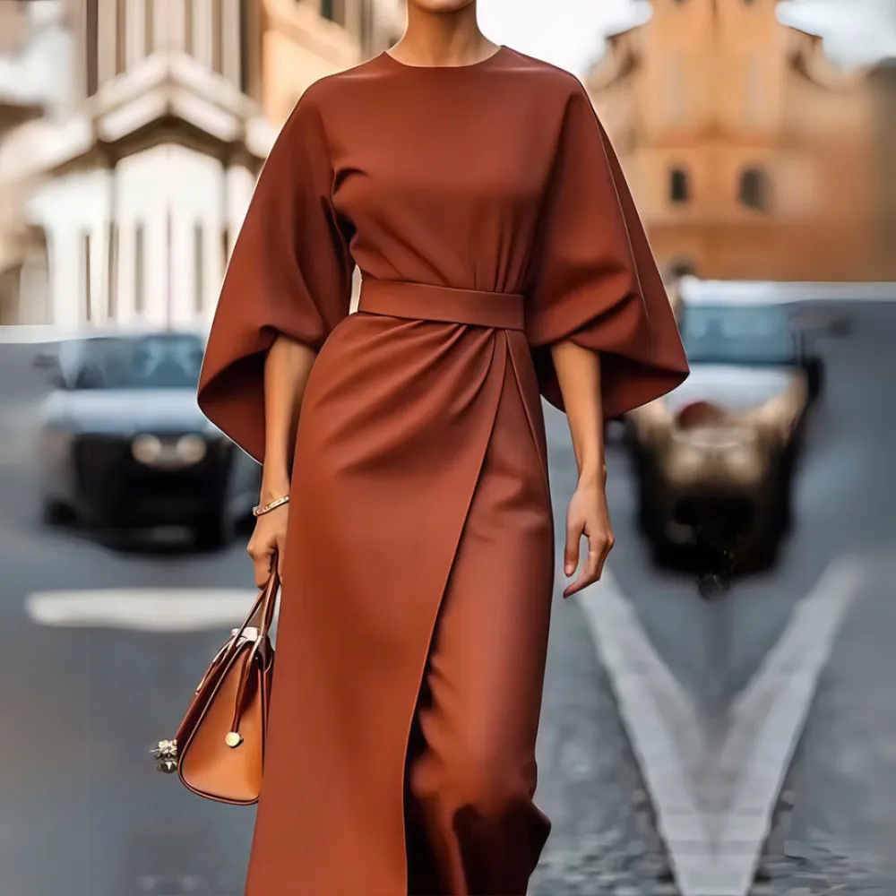 Modern Detail Refined Women's Midi Dress