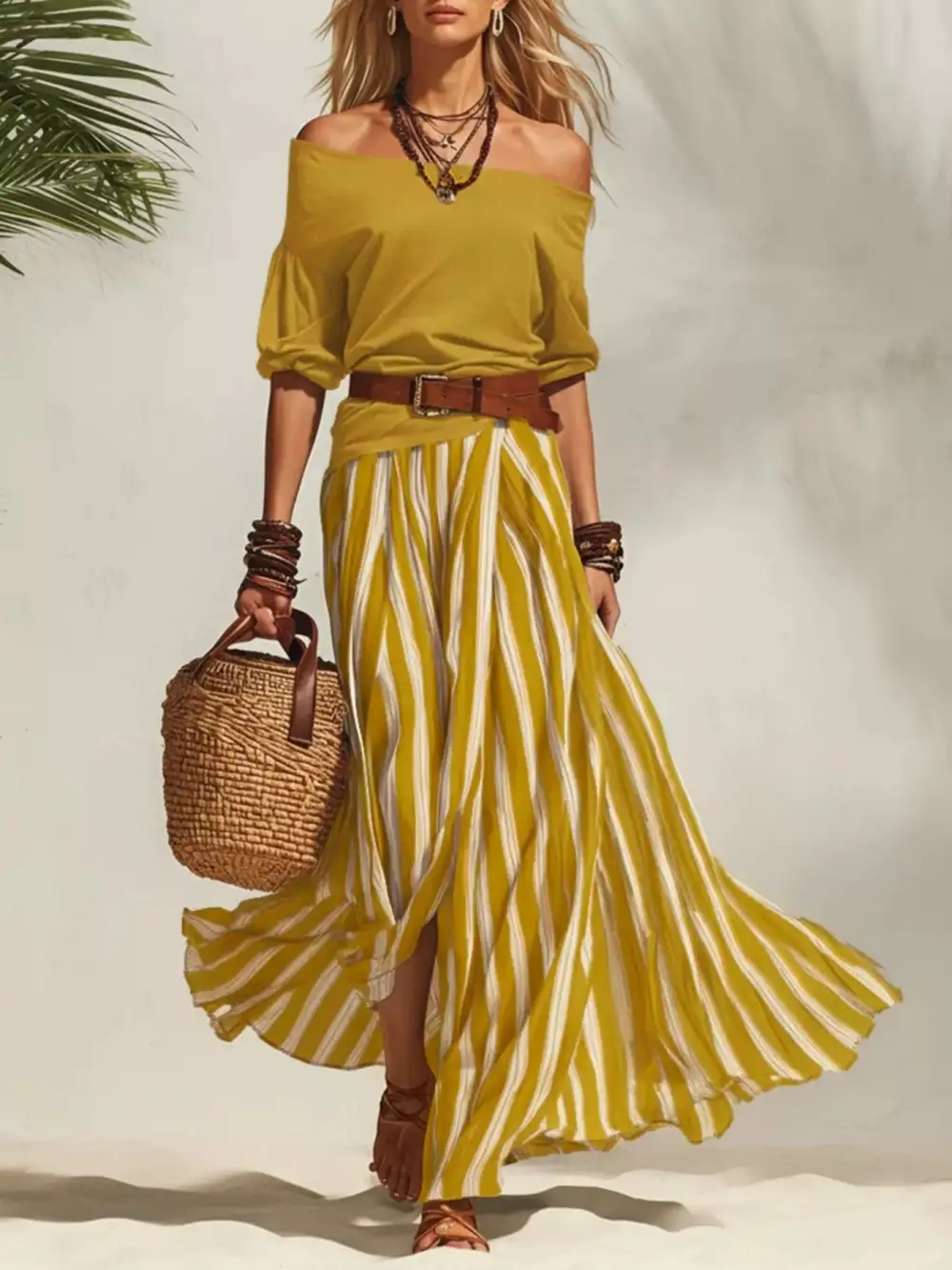 Off Shoulder Top and Maxi Skirt Set