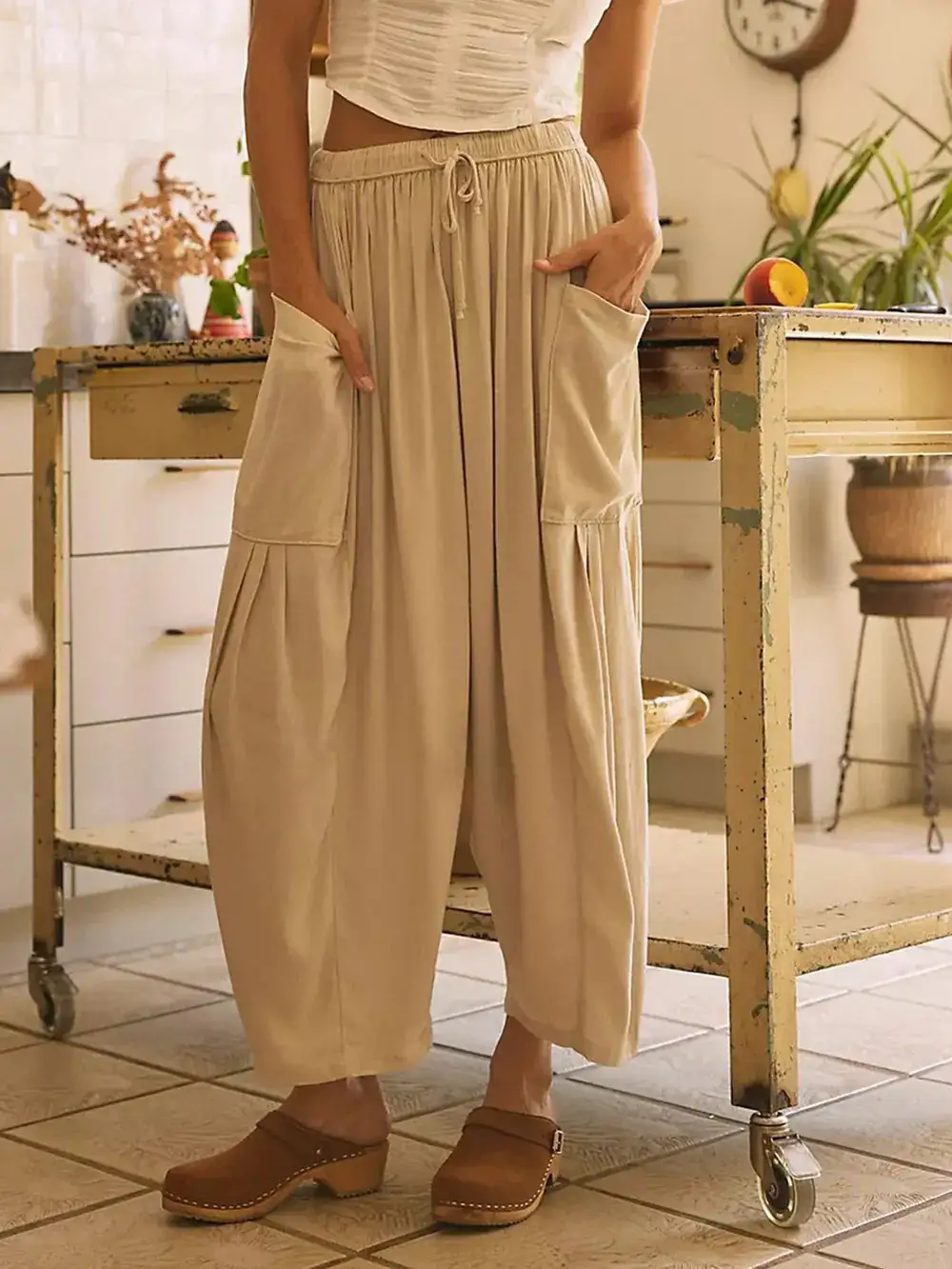 Polished Wide Leg Pocket Detail Pants