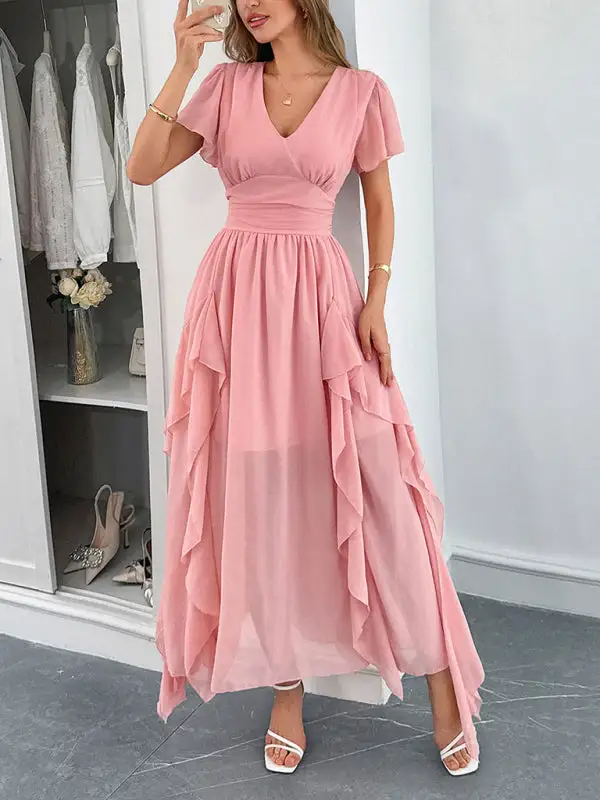 Gathered Detail Short Sleeve Dress