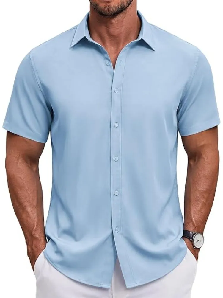 S Short Sleeve Casual Button-Down Shirt