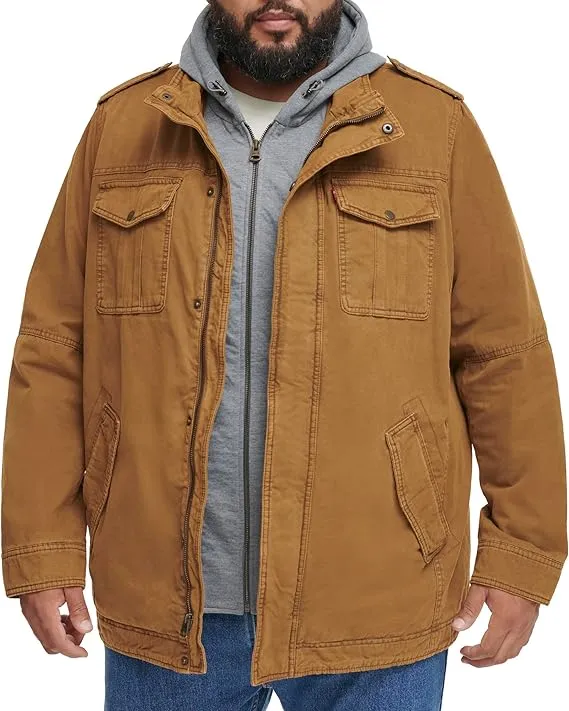 🧥 Men’s Washed Cotton Hooded Military Jacket ( Big Sizes)Classic Utility. Timeless Comfort. Built for Every Man.