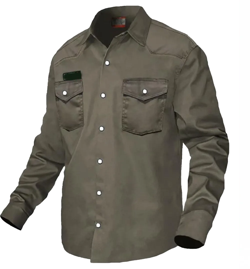 🛡️ FR Shirt – Military Green with Pearl Snap Buttons